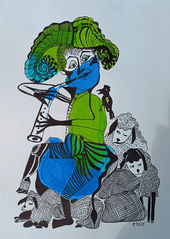 PAN - A4, Tinte auf Papier - © Anja Hühn 2023