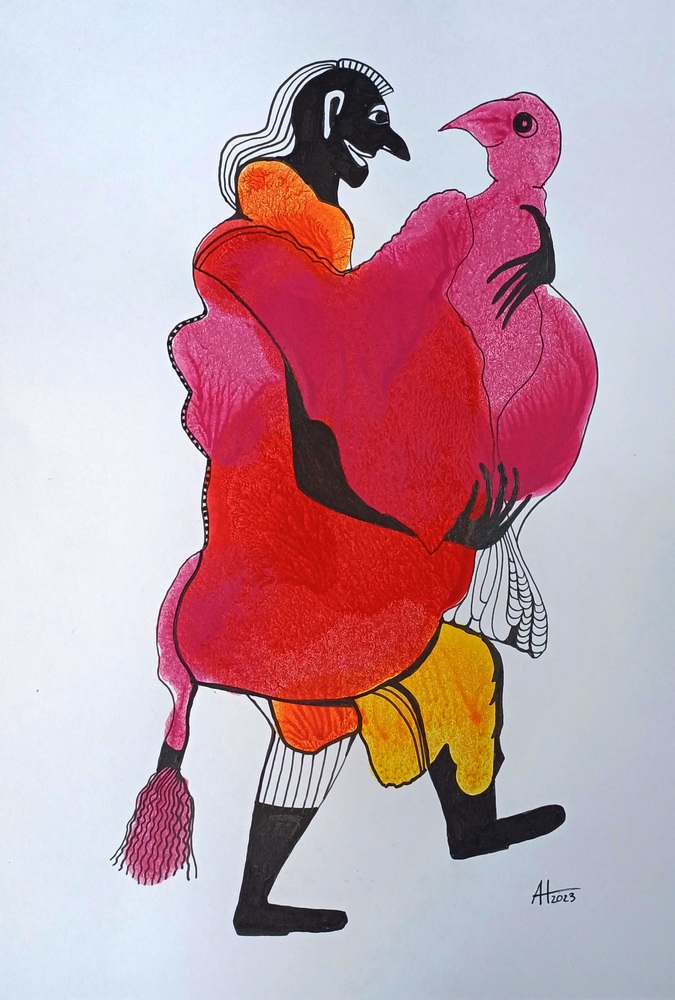 TURTELTÄUBCHEN - A4, Tinte auf Papier - © Anja Hühn 2023